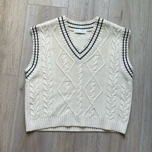 Olive Clothing Contrast Stitch Wool Sweater Vest